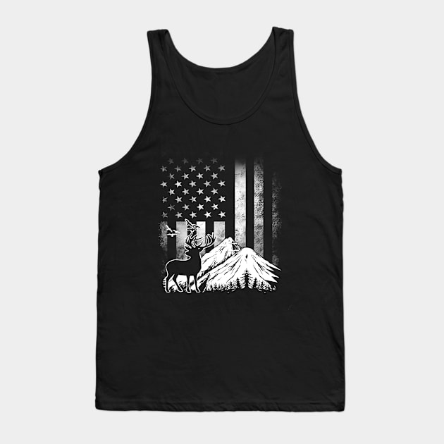 American Flag Deer Hunting Tank Top by Nifty T Shirts